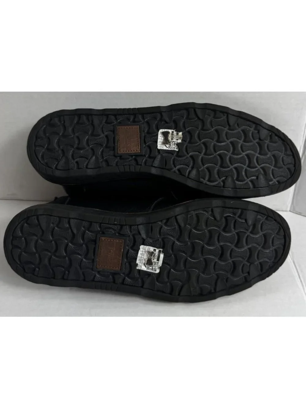 Toms Mens Plaid Lined Embossed Leather Chukka Lace Up Ankle Boots Black Sz 9 EUC